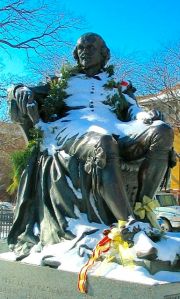 the Bard decked in holiday finery